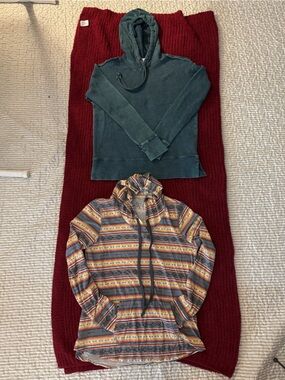 Natural Reflections Thermal Henley Hoodie - Teal and Aztec lightweight hoodie